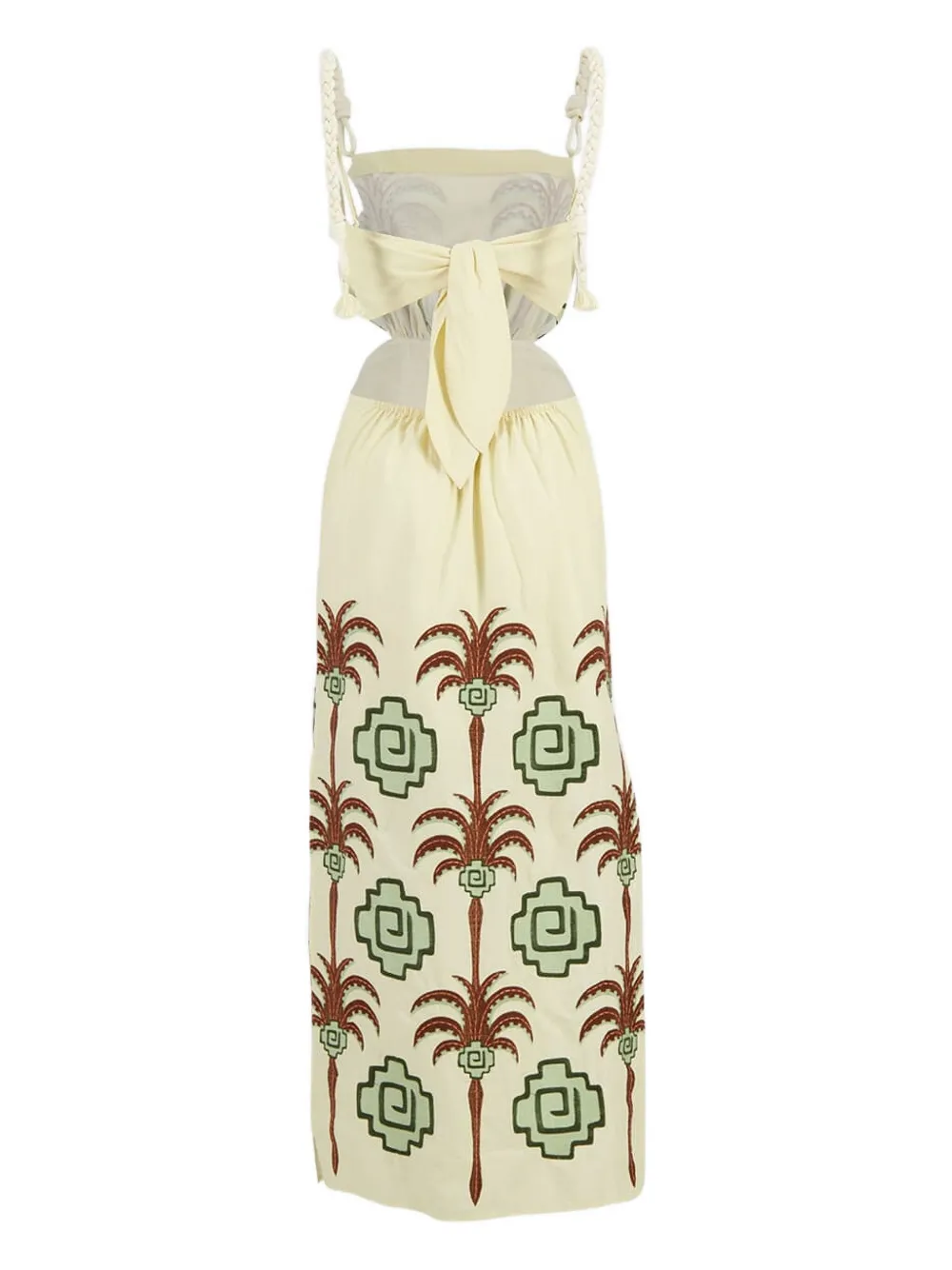 Johanna Ortiz Tributaries palm-tree embroidered cut-out maxi dress - Beige