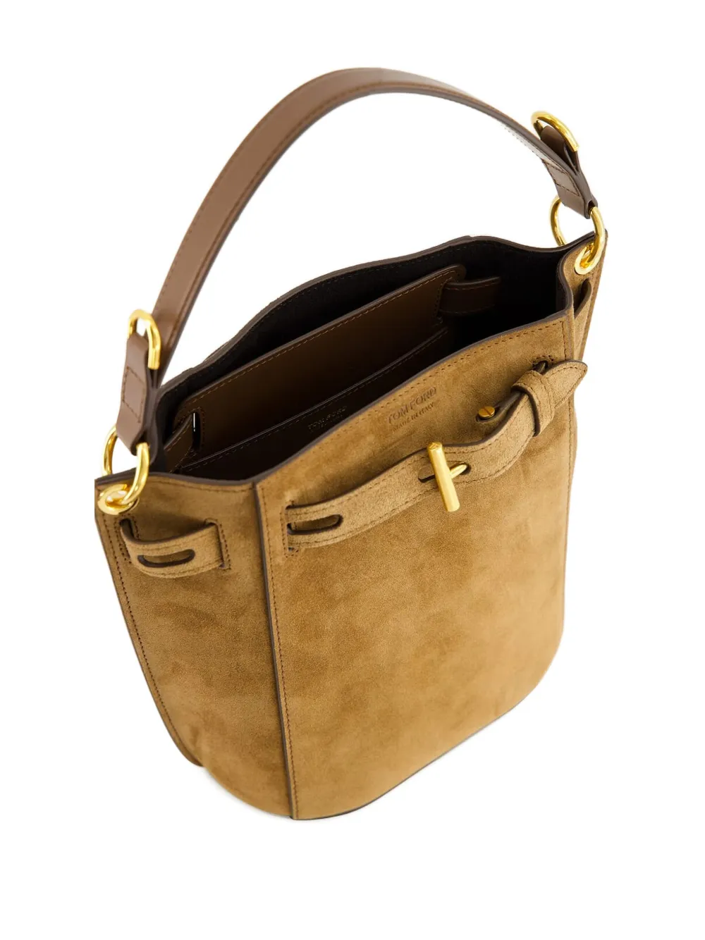Tom Ford Suede Bucket Bag In Brown