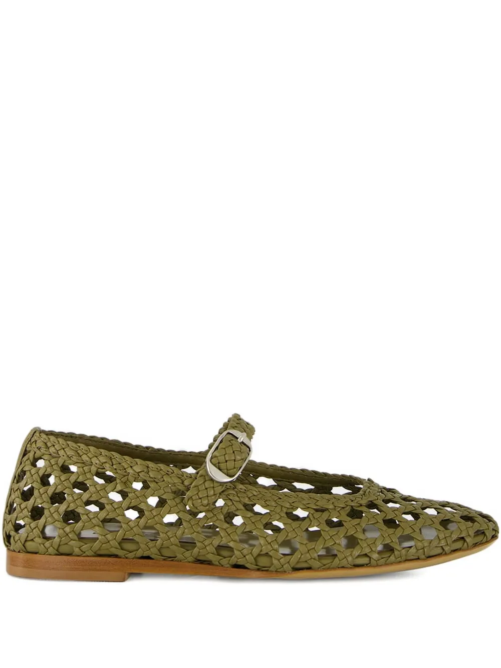 Le Monde Beryl woven lather ballet flats Green