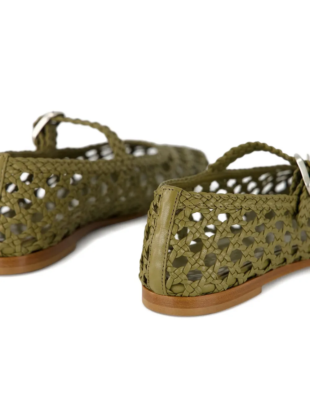 Le Monde Beryl woven lather ballet flats Green