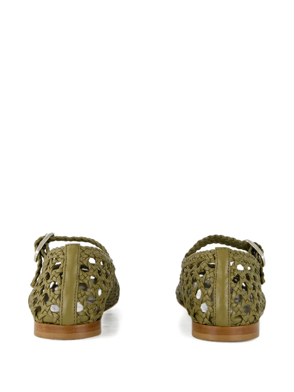 Le Monde Beryl Woven Leather Mary Jane Flats In Green