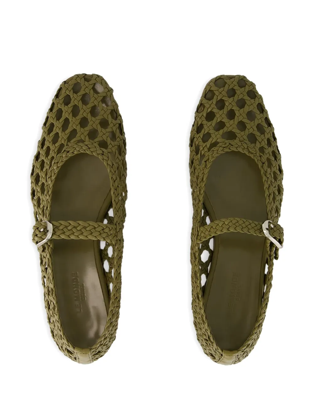 Le Monde Beryl woven lather ballet flats Green