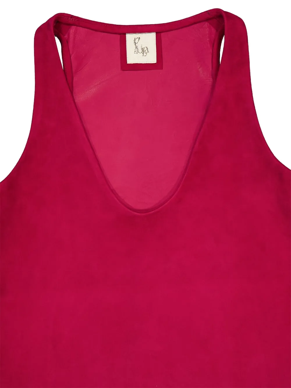  Paula Scoop-neck Leather Tank Top - Red 