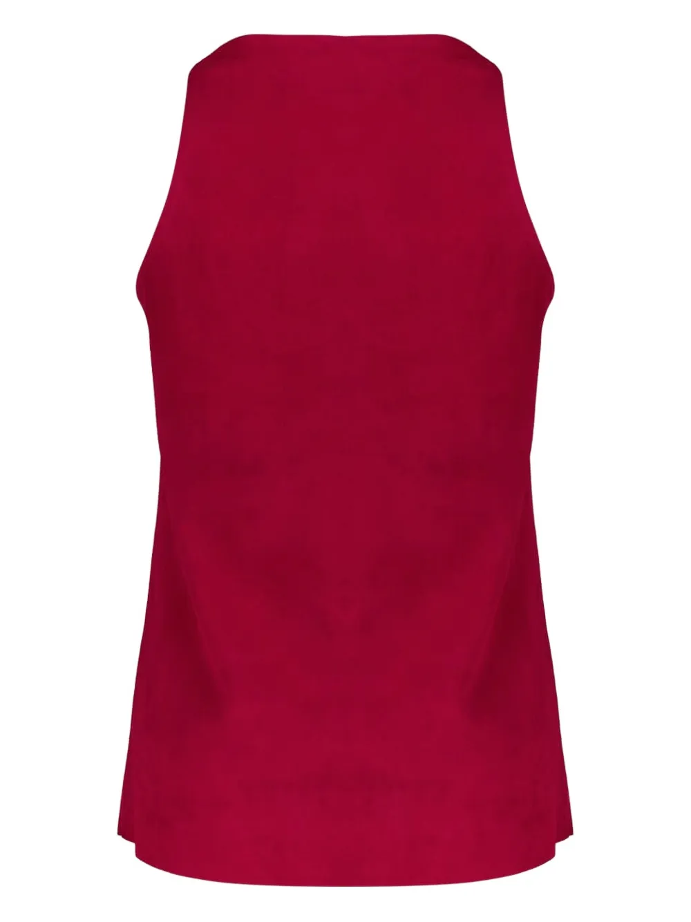 Paula Scoop-neck Leather Tank Top - Red 