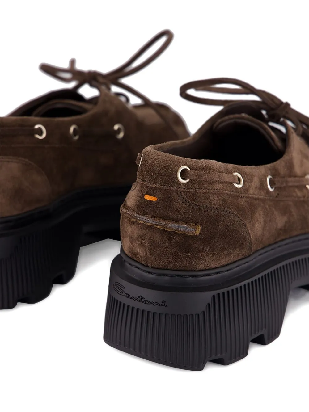 Santoni Platform Lace-up Shoes In Brown