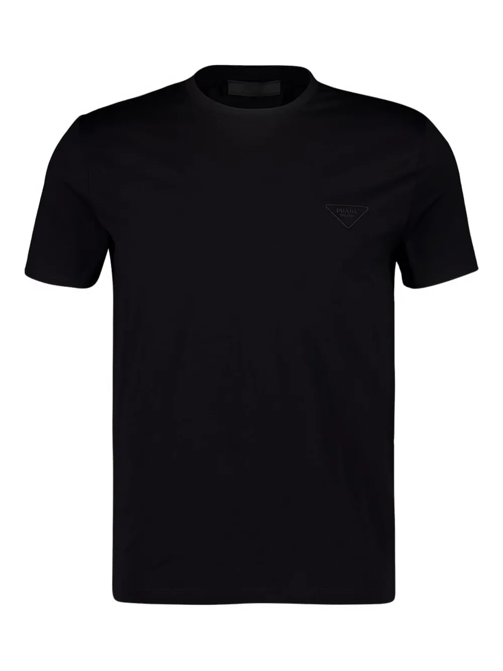 Prada logo-plaque crew-neck T-shirt Zwart