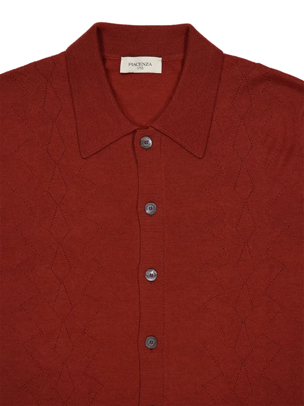  Piacenza Cashmere Button-up Diamond-pattern Shirt - Red 