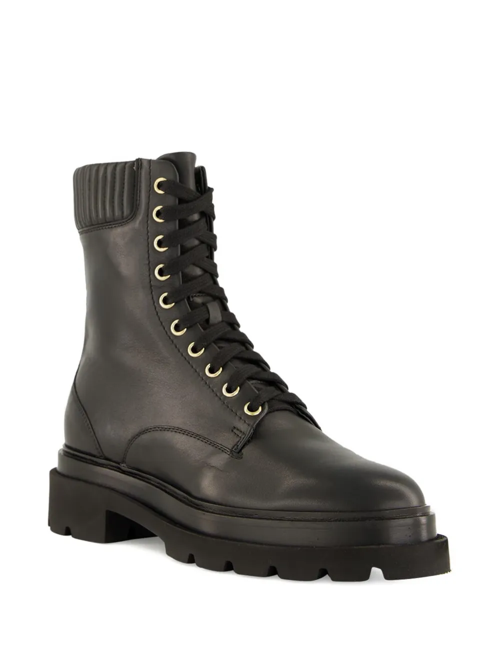 Santoni Quilted Lace-up Boots In Black
