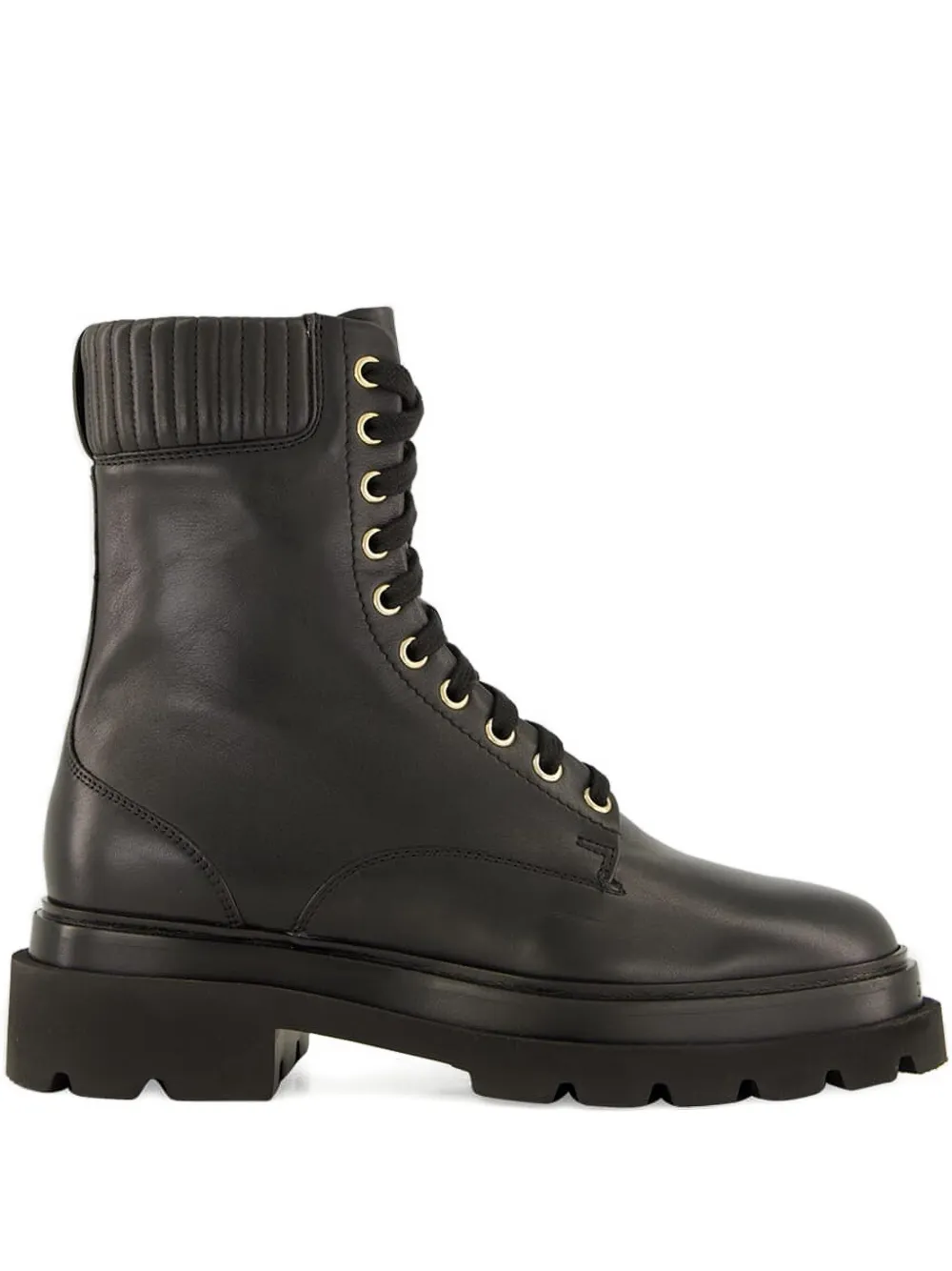 Santoni quilted lace-up boots Black