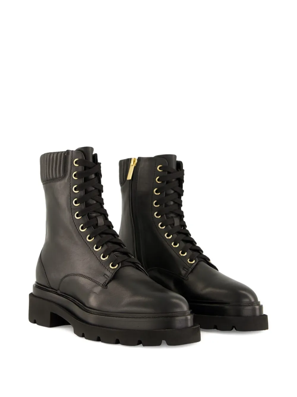 Santoni Quilted Lace-up Boots In Black