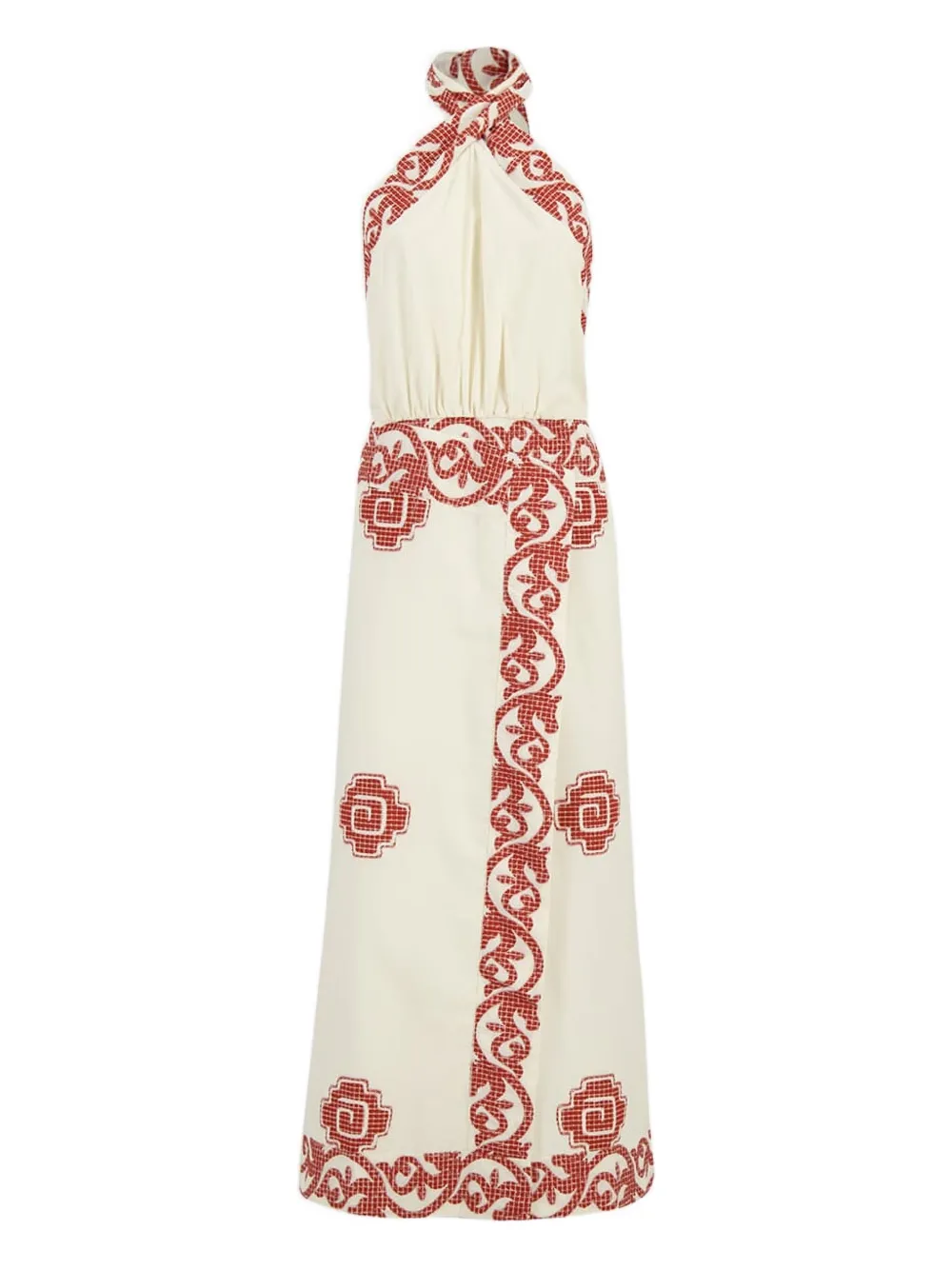 halterneck embroidered dress