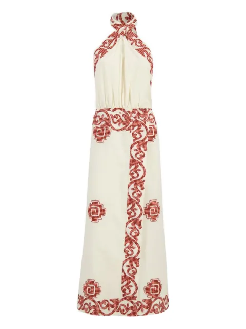 Johanna Ortiz halterneck embroidered dress