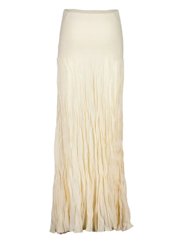 Johanna Ortiz ribbed-waist Pleated Maxi Skirt | White Johanna Ortiz ribbed-waist Pleated Maxi Skirt | White