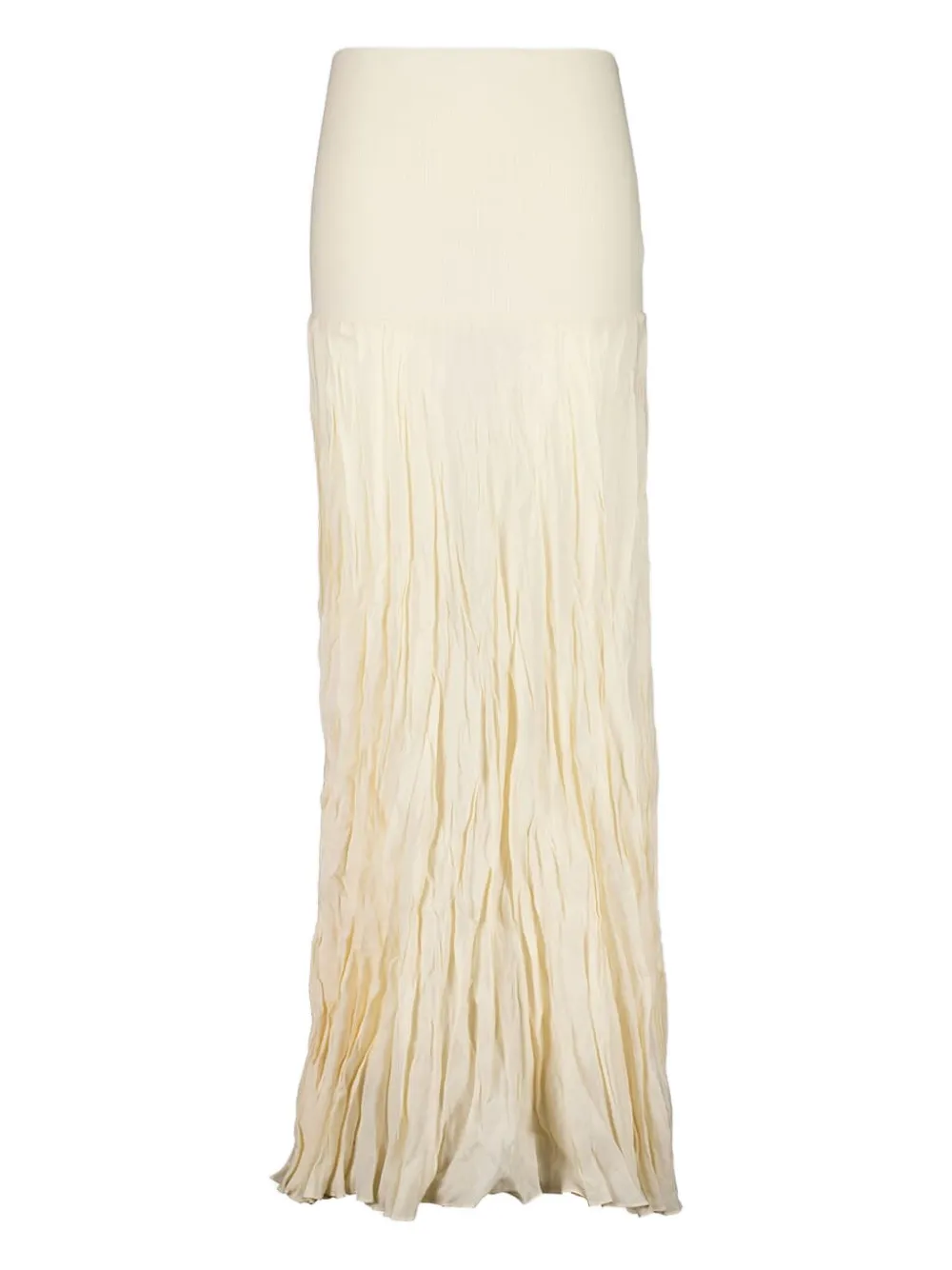 ribbed-waist pleated maxi skirt