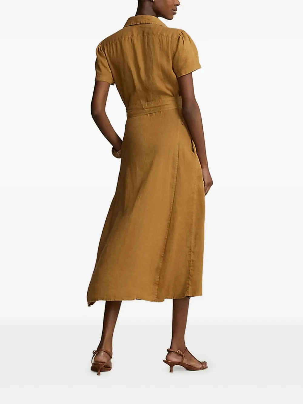 Polo Ralph Lauren Midi-jurk met knopen en ceintuur - Bruin