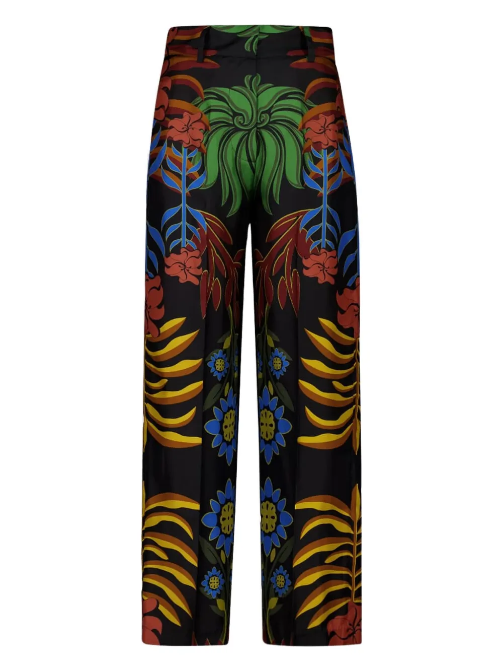 PAULA floral-print silk twill trousers | Black | Image 1