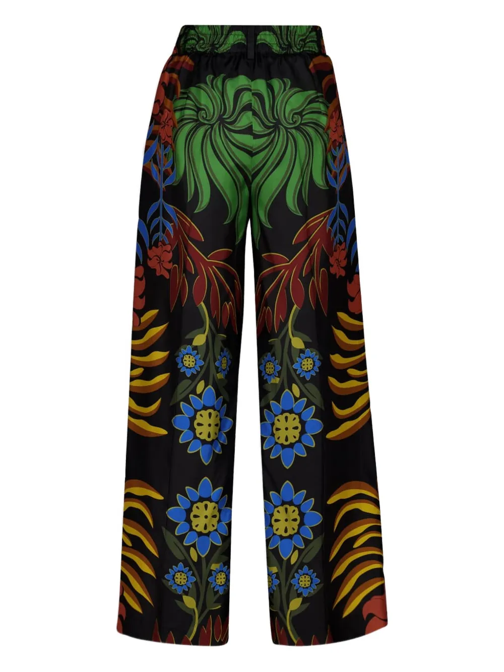 PAULA floral-print silk twill trousers - Zwart