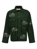 Baziszt camel-embroidered multi-pocket shirt - Green