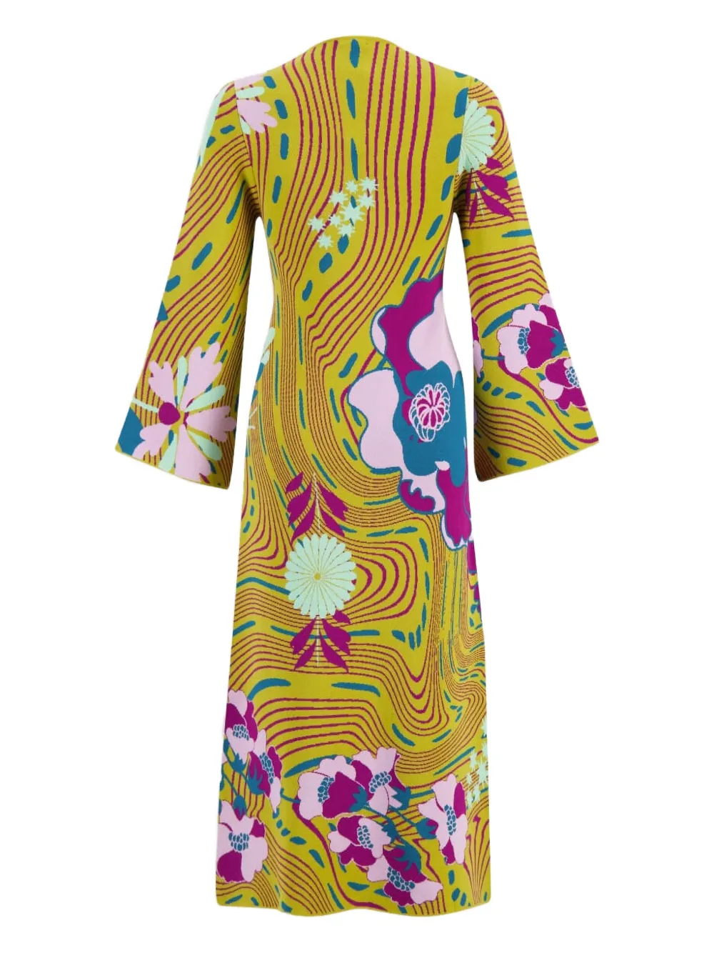 PAULA Varvara jurk met bloemen jacquard Geel