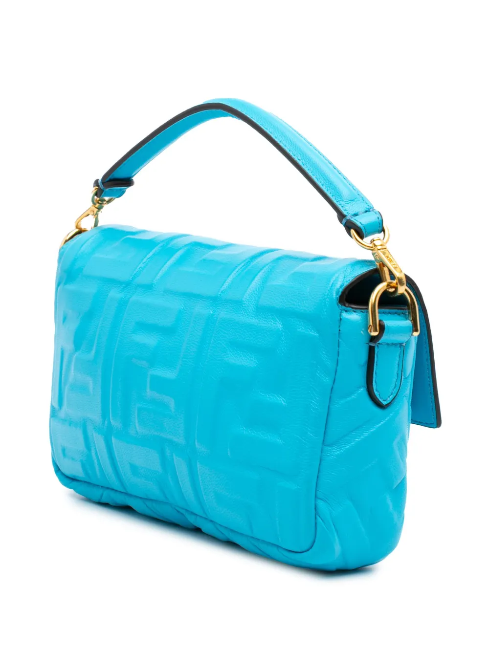 Pre-owned Fendi 2010-2024 Mini Embossed Zucca Baguette Satchel