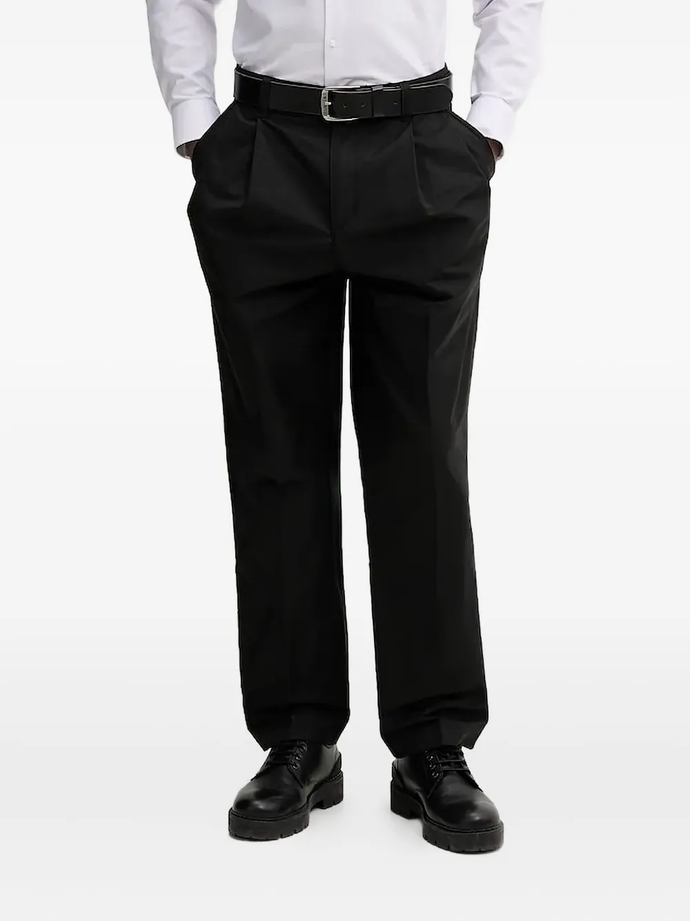HUGO pleated-front trousers Zwart