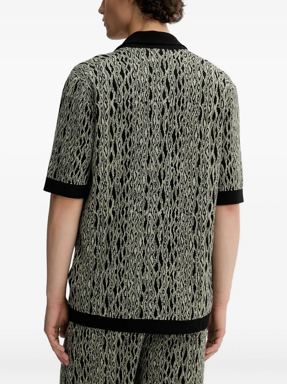 HUGO jacquard-pattern short-sleeve shirt - Groen