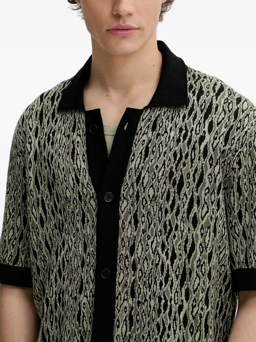 HUGO jacquard-pattern short-sleeve shirt Groen