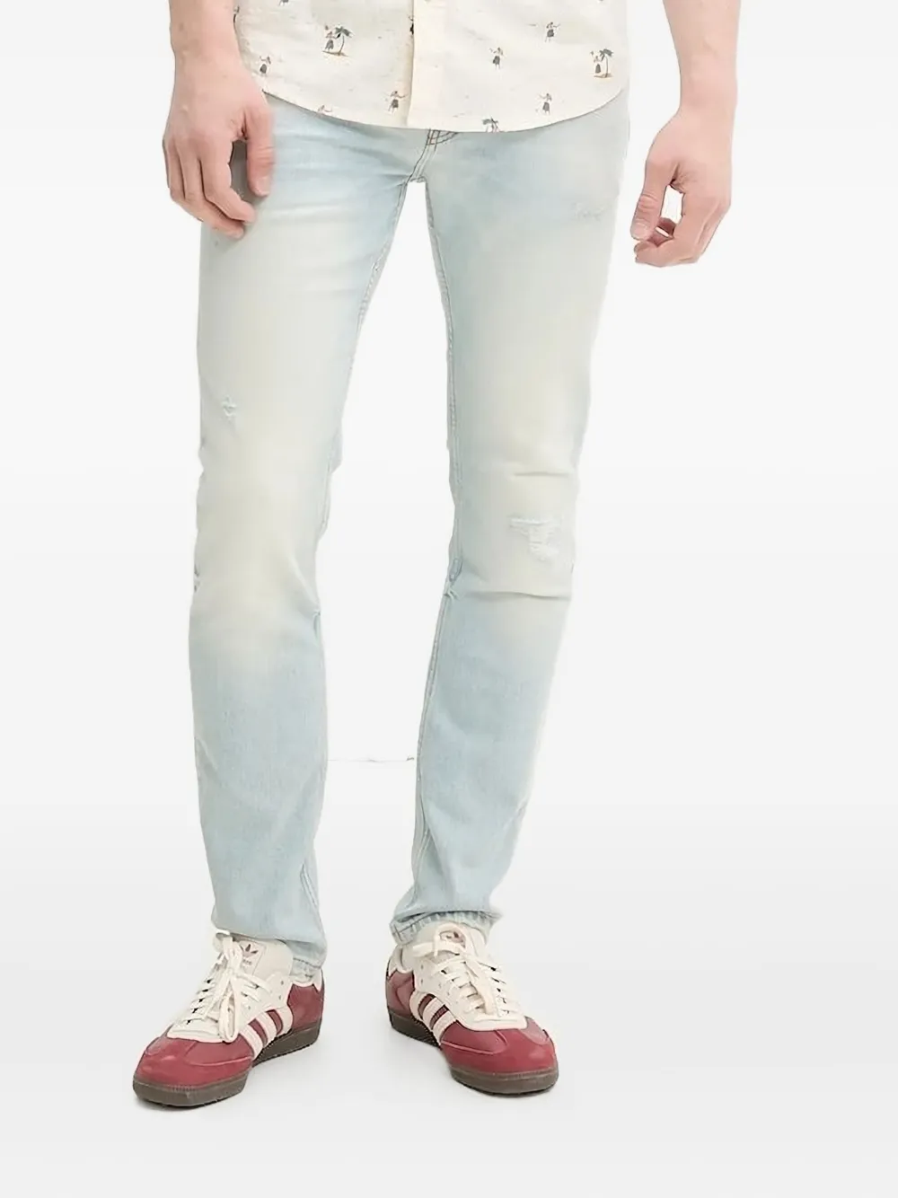 HUGO logo-plaque slim-fit jeans Blauw