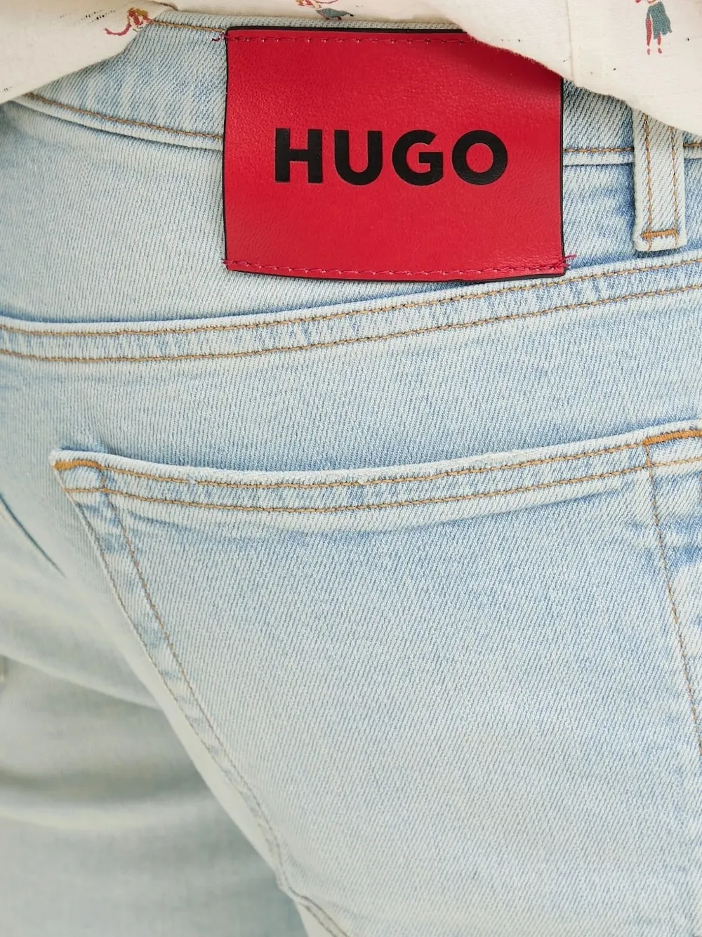 HUGO logo-plaque slim-fit jeans Blauw