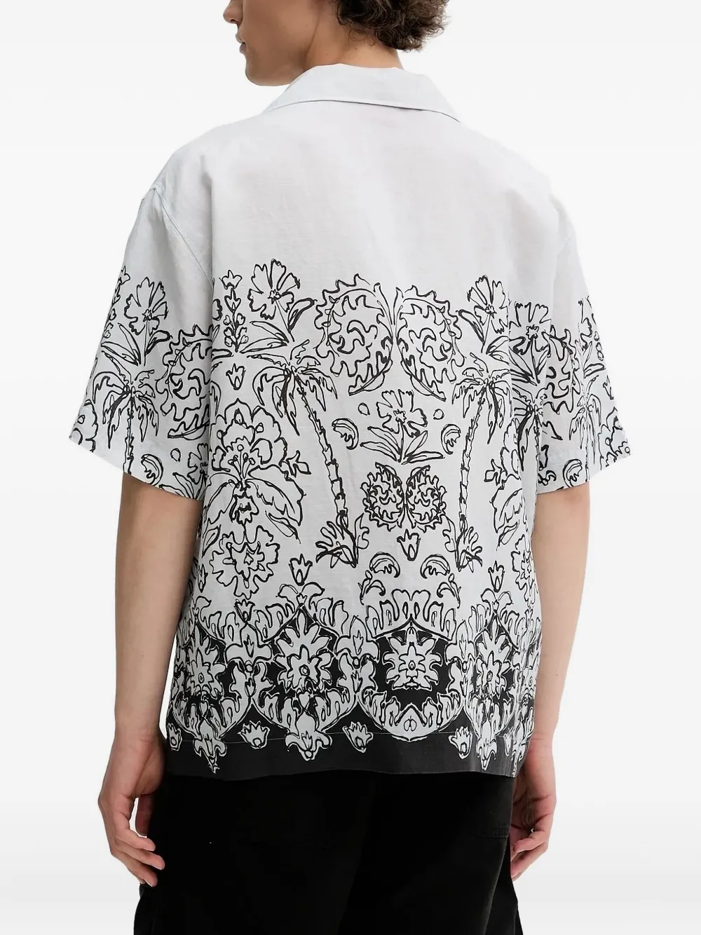 HUGO floral-print short-sleeved shirt - Blauw