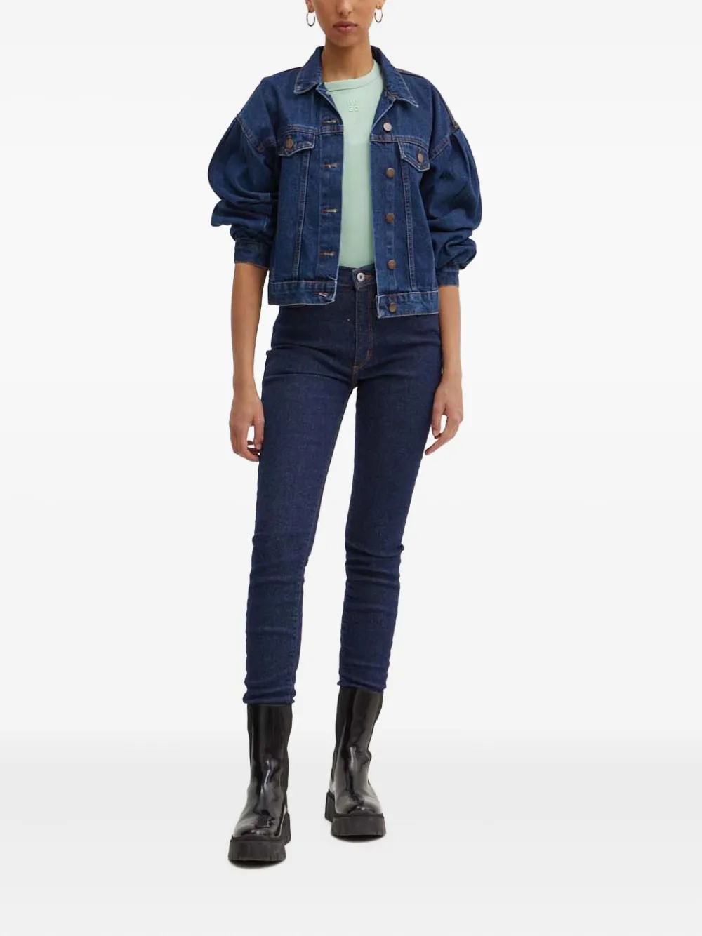 HUGO high-waisted logo-plaque jeans | Skinny Jeans | Image 2