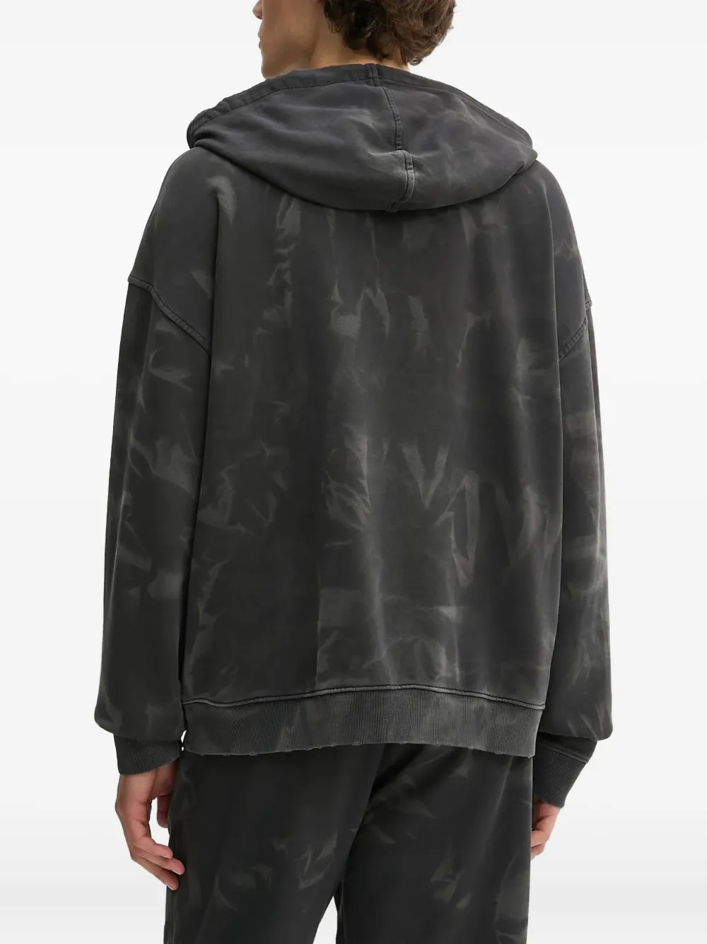 HUGO Nustroody hoodie met tie-dye print Zwart