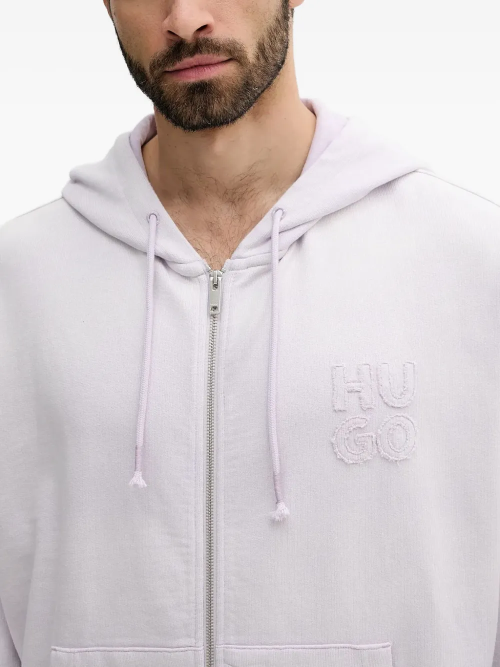 HUGO Hoodie met logopatch Paars