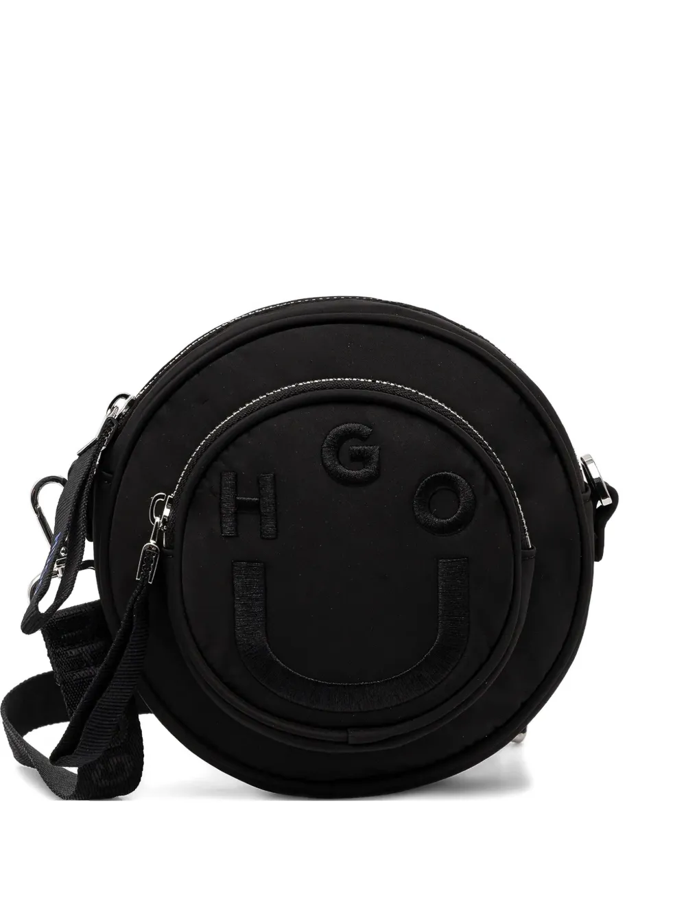 HUGO Happy Hugo logo-embroidered circle mini bag | Black | Image 1