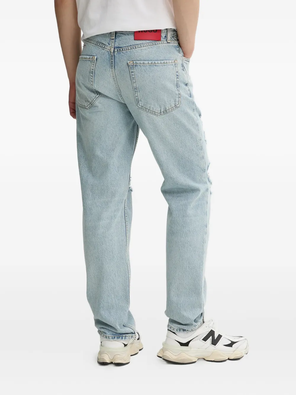 HUGO Gerafelde jeans met vijf zakken Blauw