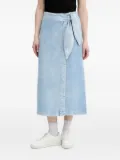 HUGO tie-front denim midi skirt - Blue
