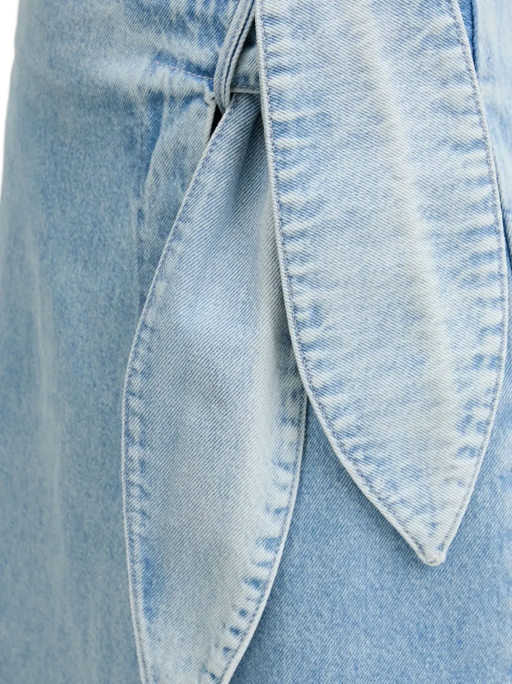 HUGO tie-front denim midi skirt Blauw