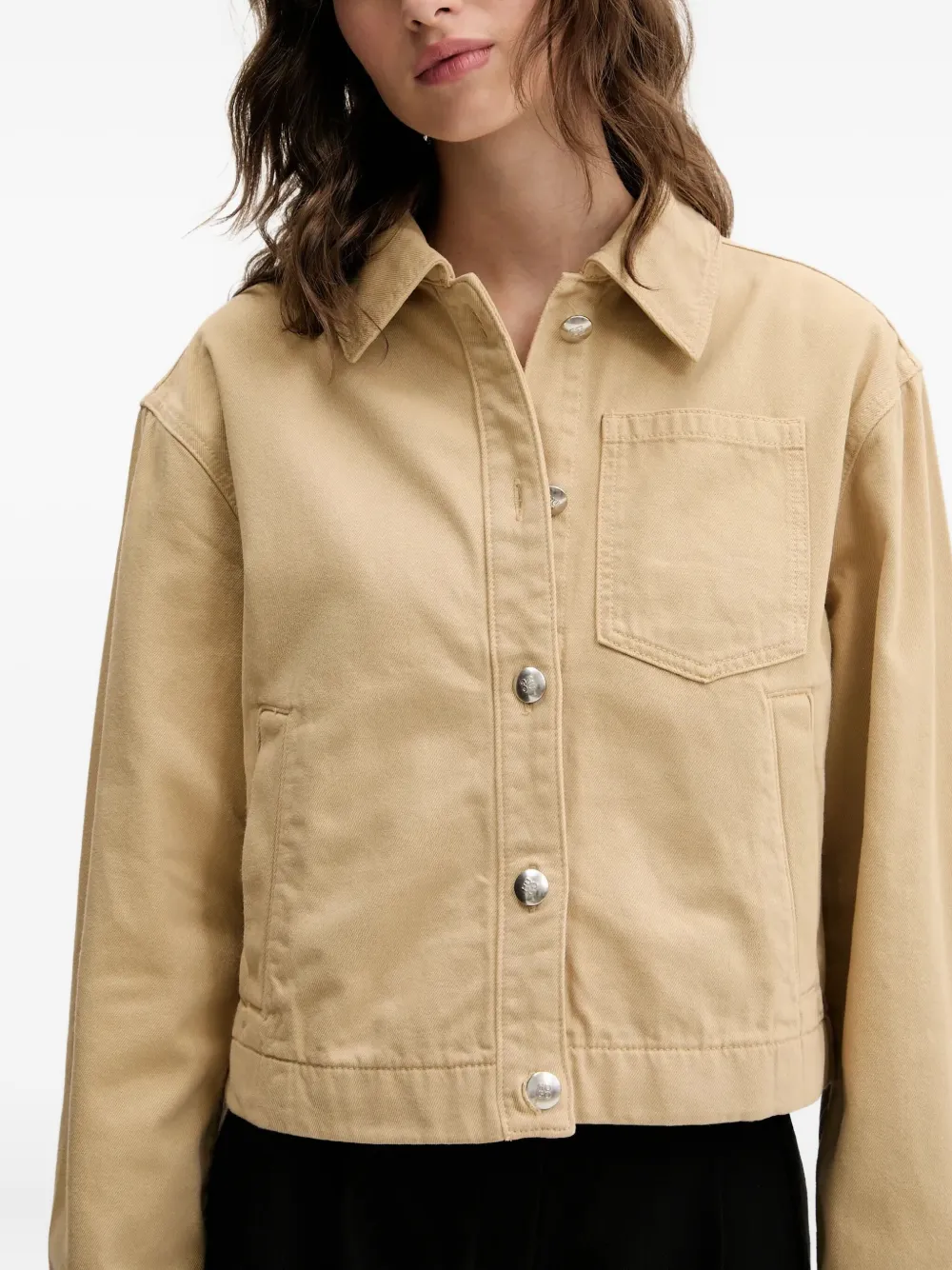 HUGO Denim jack met zakken knopen Beige