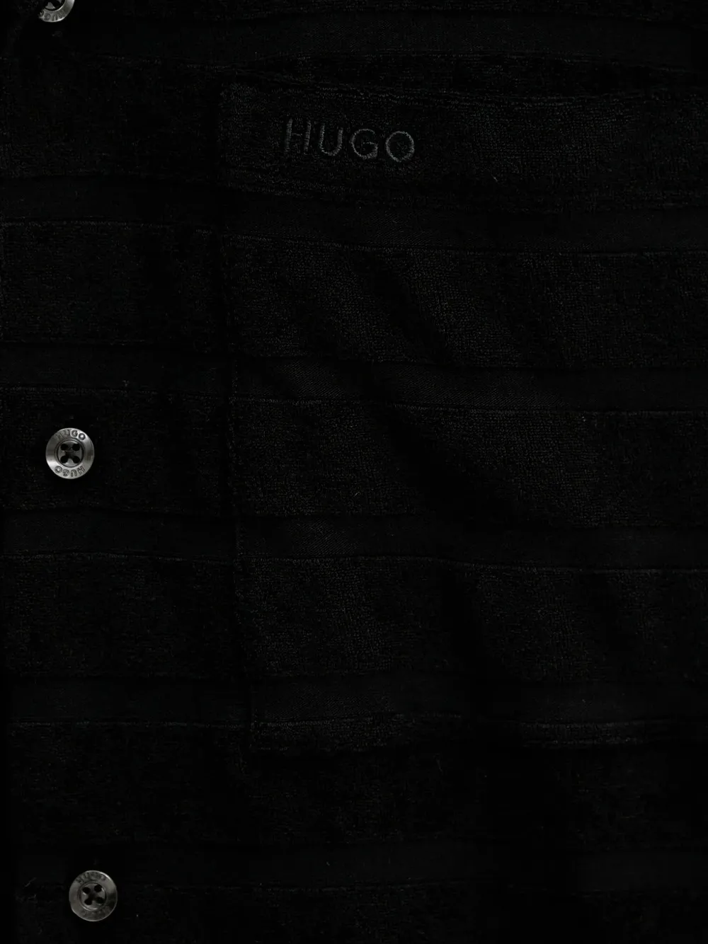 HUGO Gestreept badstof overhemd Zwart