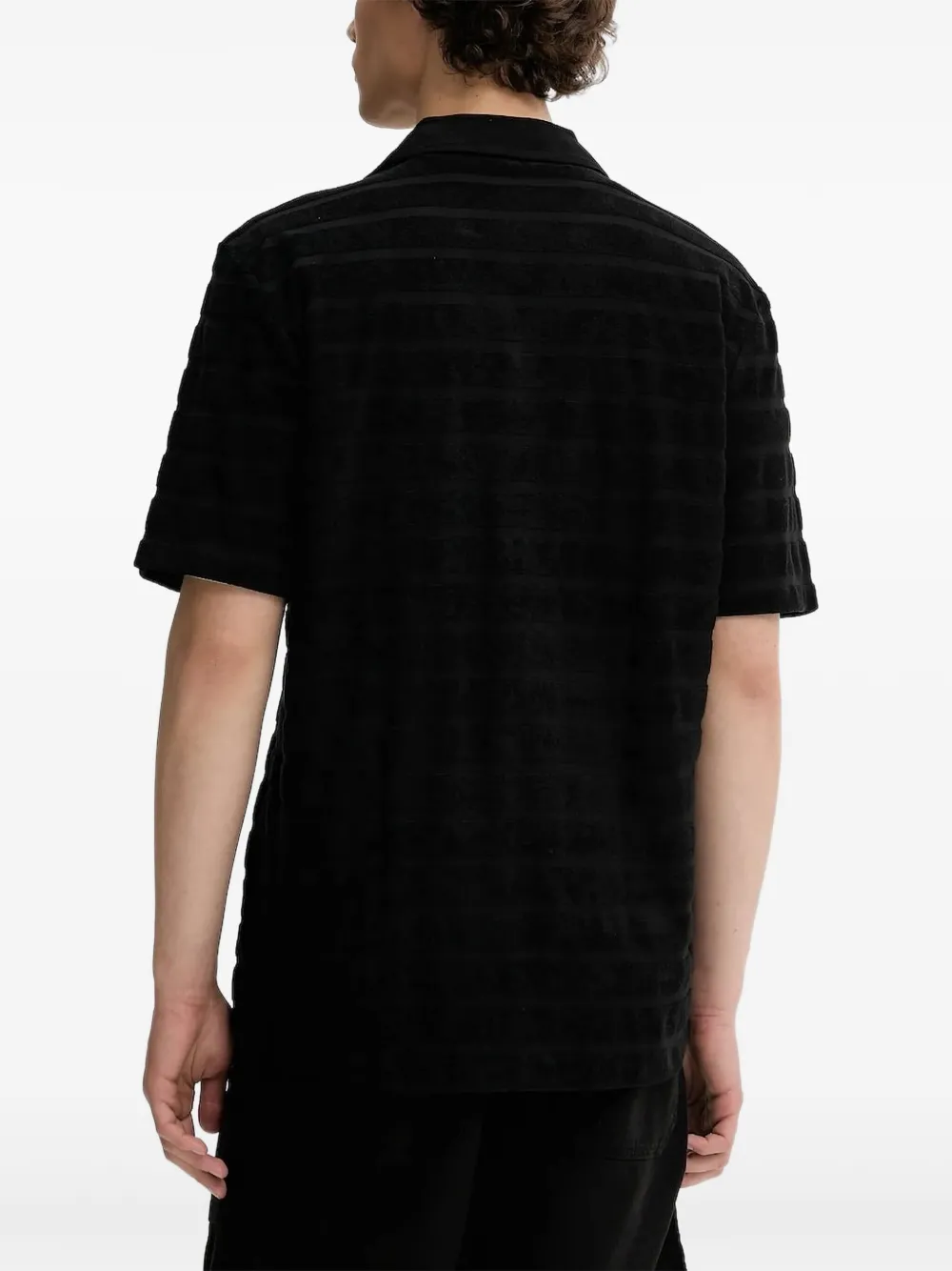 HUGO striped-towelling shirt - Zwart