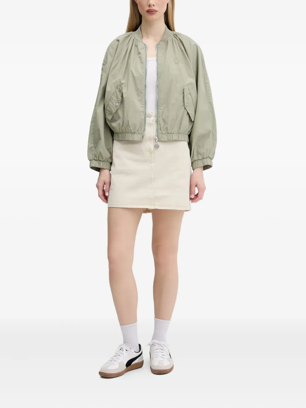 HUGO Happy cropped jack met geborduurd logo Groen
