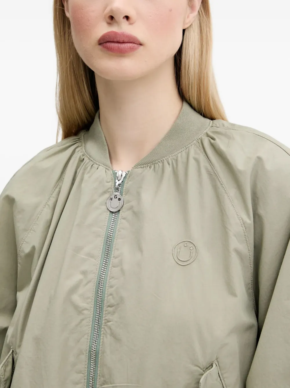 HUGO Happy cropped jack met geborduurd logo Groen