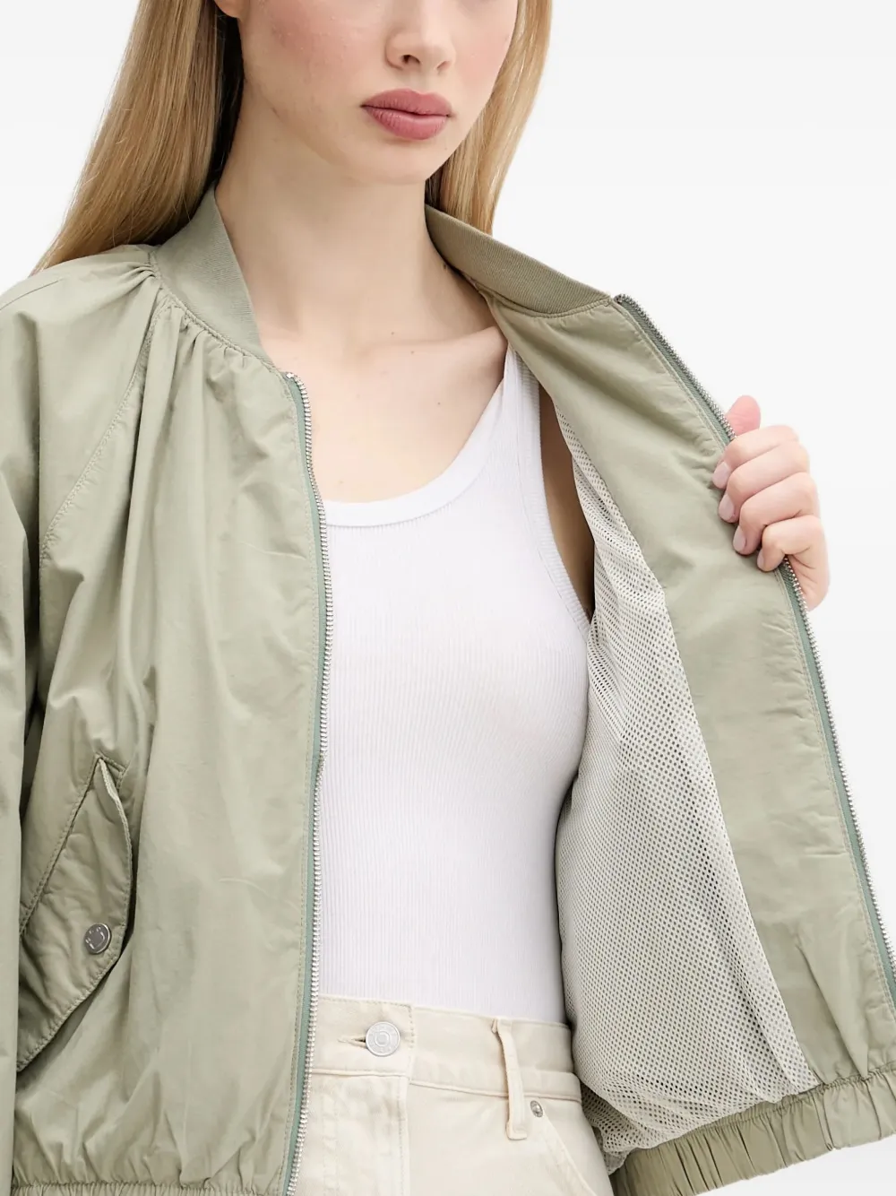 HUGO Happy cropped jack met geborduurd logo Groen
