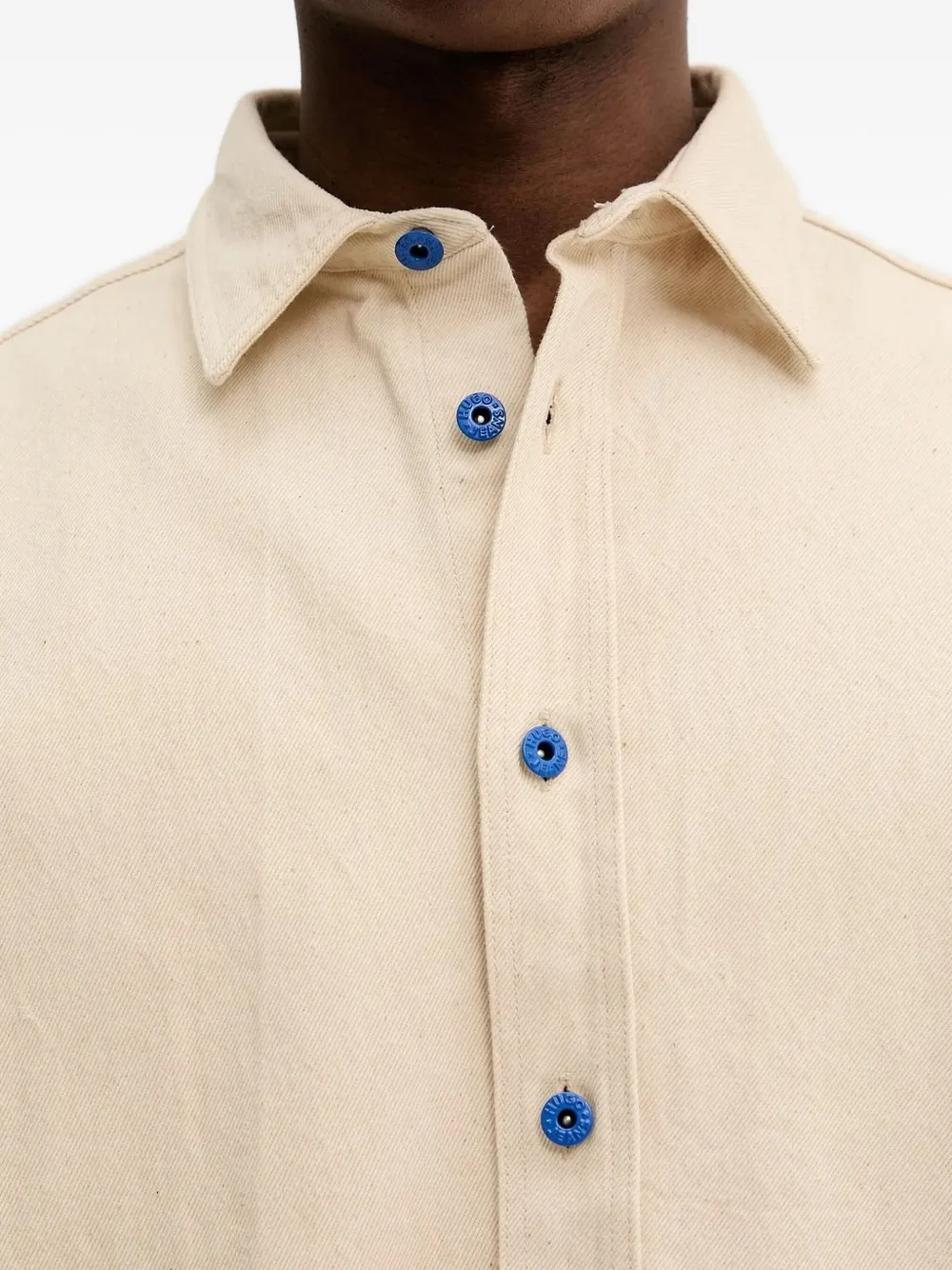 HUGO button-detail logo-label shirt Beige