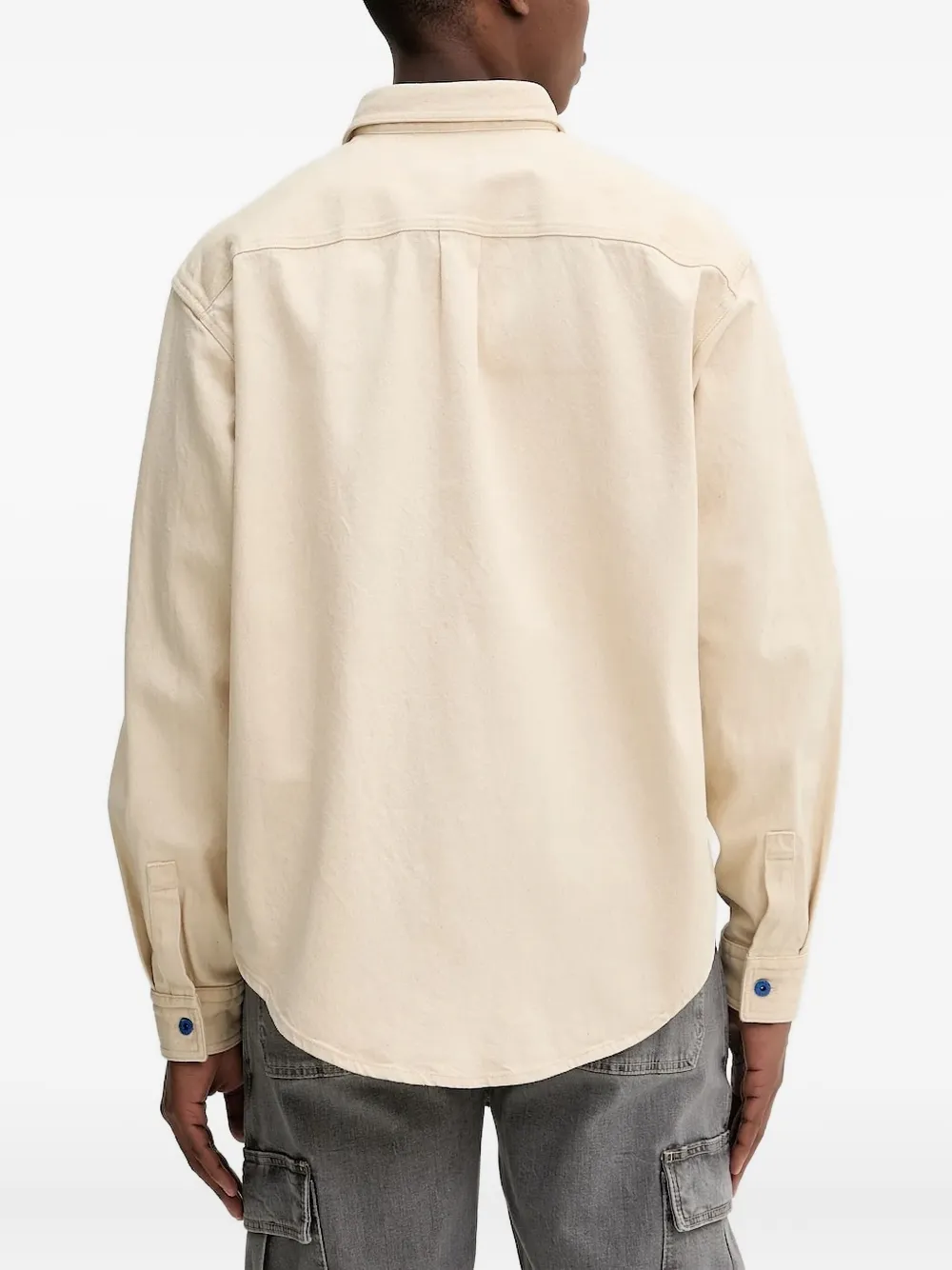 HUGO button-detail logo-label shirt - Beige