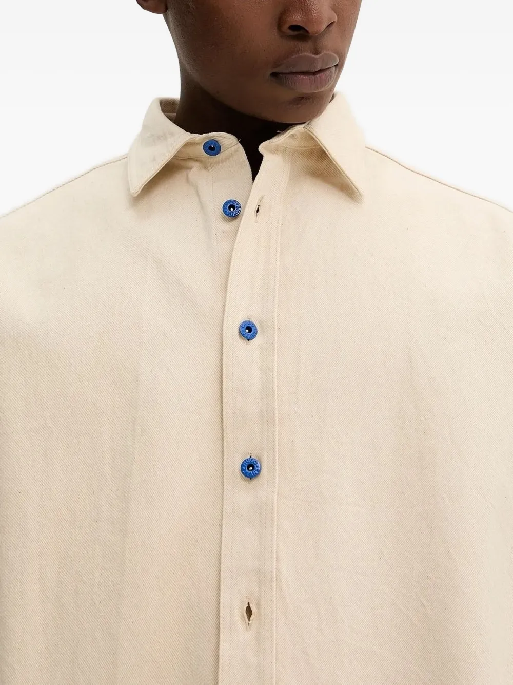 HUGO button-detail logo-label shirt Beige