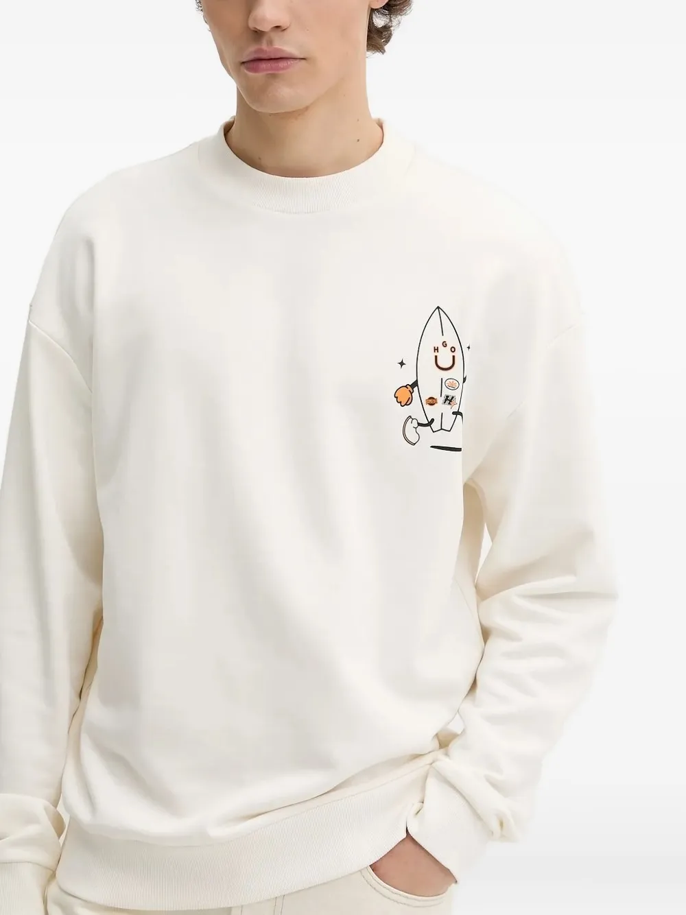 HUGO Sweater met surfkarakter Wit