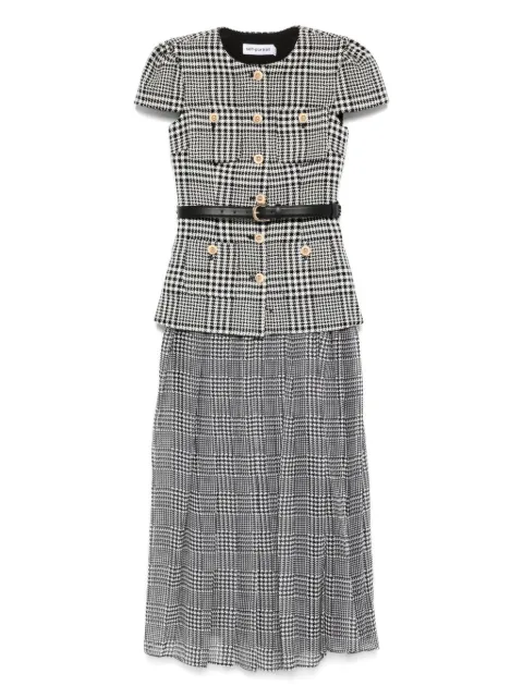 Self-Portrait vestido midi con motivo pied de poule