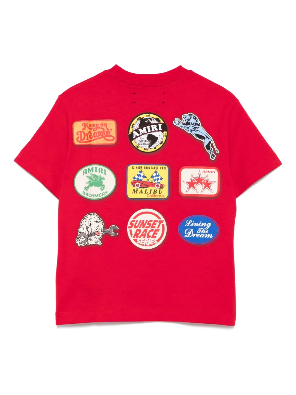 AMIRI KIDS Katoenen T-shirt met logopatch Rood
