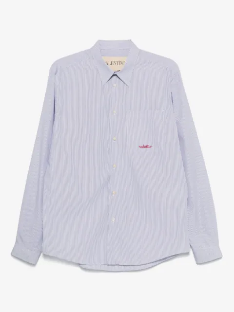 Valentino Garavani camisa con logo bordado y motivo de rayas